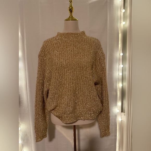 HYFVE Gold Cowl Neck Sweater with Chunky Knit small - Picture 1 of 7